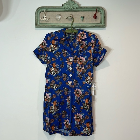 ModCloth Summer Camp Solstice Romper Blue/floral button front medium new w tags - Picture 3 of 10